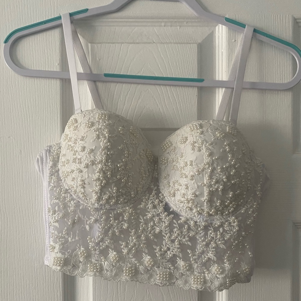 Pretty in pearls Hand beaded bustier